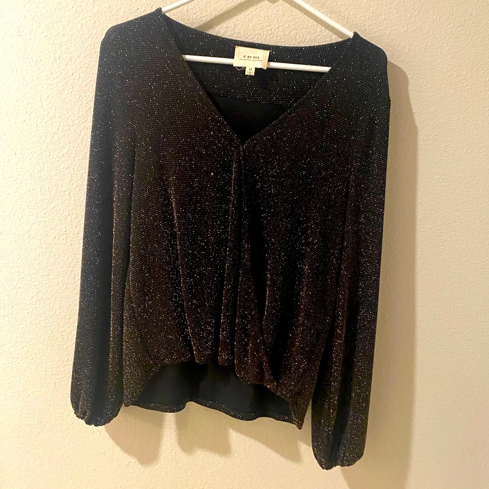 If By Sea gold sparkle long sleeve shirt.